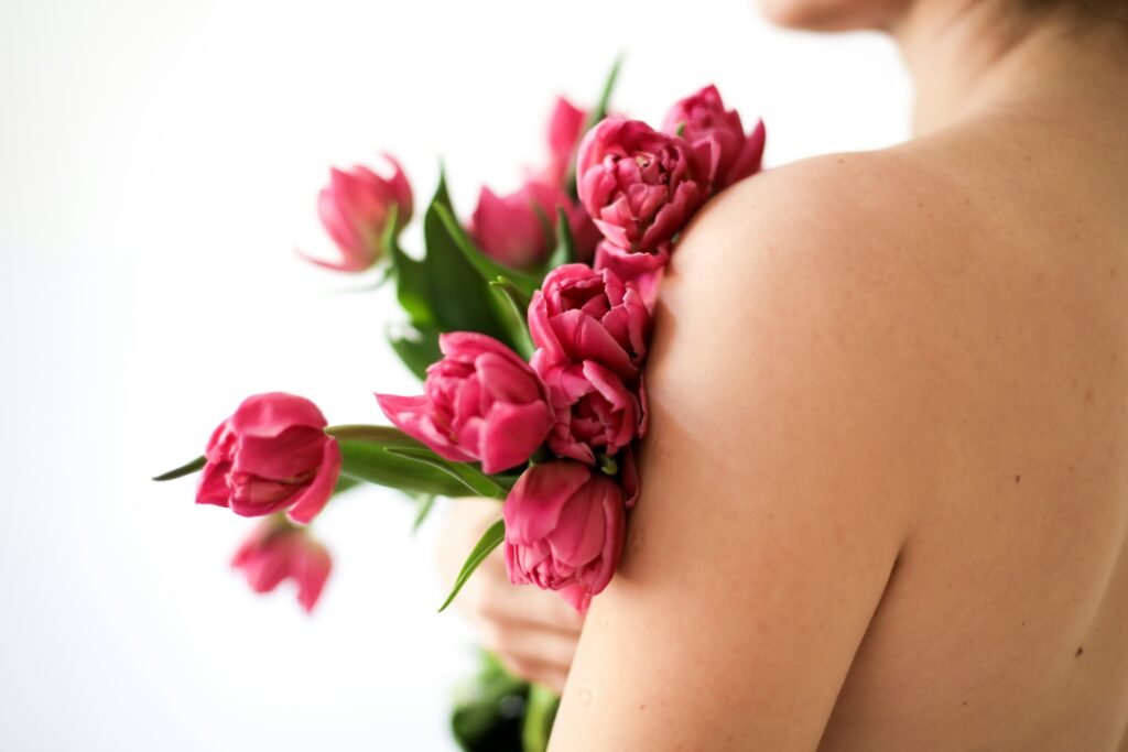 Woman with flowers